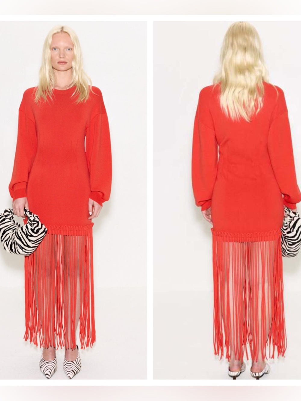 Simon Miller Wallis Knit Fringe Dress in Coral Red - Picture 2 of 5